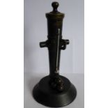 An unusual 19th century Napoleonic patinated bronze thermometer modelled as cannon and cannonballs