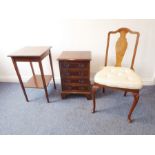 A mixed group of three comprising a miniature reproduction mahogany four-drawer chest on bracket