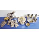 A good selection of silver plate; some early 20th century and to include a cake basket with swing-