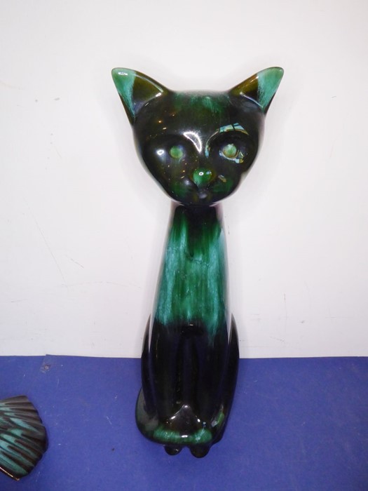 Eight green glazed ceramic animals including dogs, a cat and an open-winged bird (the tallest 46.5cm - Image 7 of 9