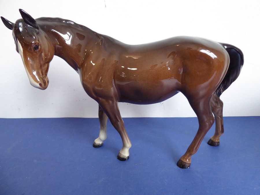 Two Beswick horses; brown glaze, one standing four square the other walking and with head turned - Image 2 of 2