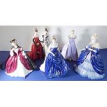 Five limited edition Coalport porcelain figures: 'Moon' (1325/2500), 'The Wicked Lady' (390/