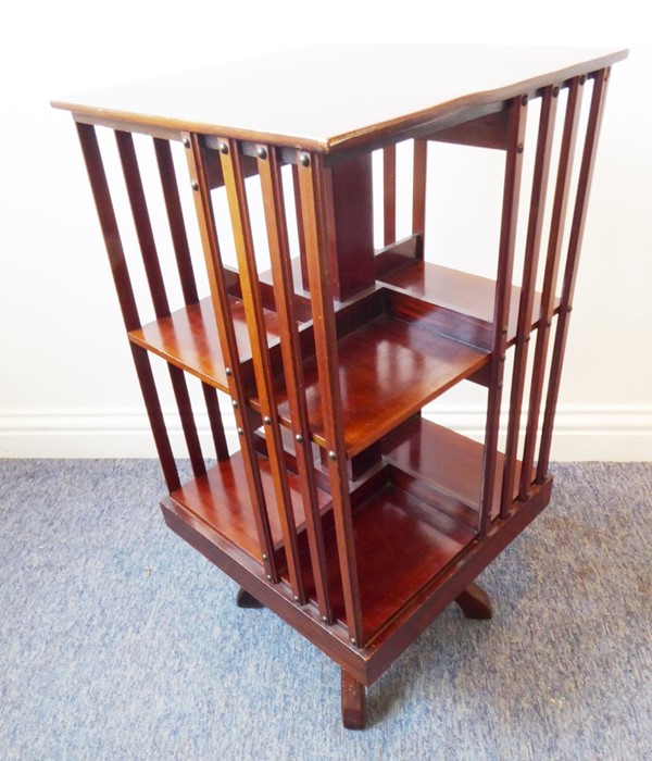 A mahogany revolving bookcase on stand, probably early/mid-20th century (38cm wide x 76cm high) - Image 3 of 3