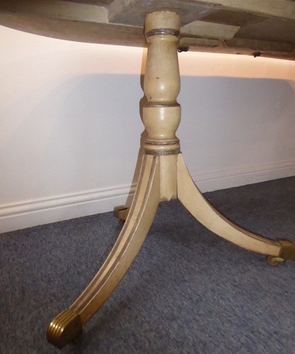 A shabby-chic-style extending oval dining table; the reeded-edge top decorated in paint with - Image 5 of 5