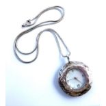A lady's silver fob watch and chain (The cost of UK postage via Royal Mail Special Delivery for this
