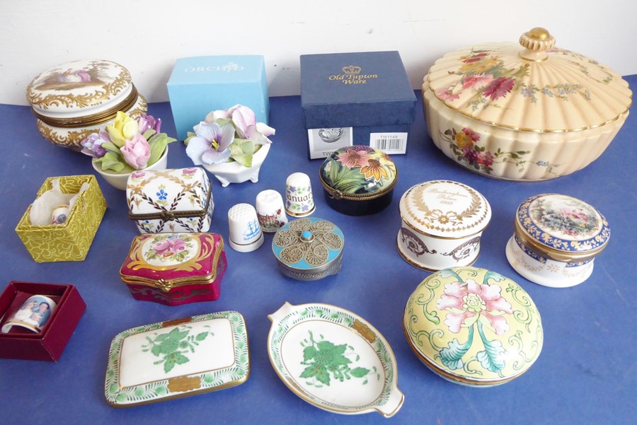 A good selection of fine quality ornamental ceramics and bijouterie; to include ceramic boxes and an