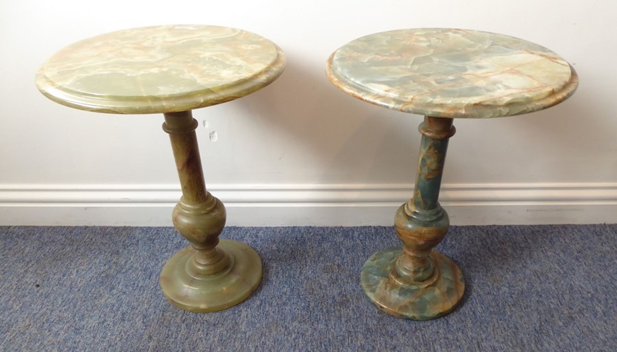 A pair of mid-20th century circular-topped occasional tables (40cm diameter)