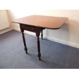 An early 19th century mahogany Pembroke table for restoration; single drawer, reeded-edge top and
