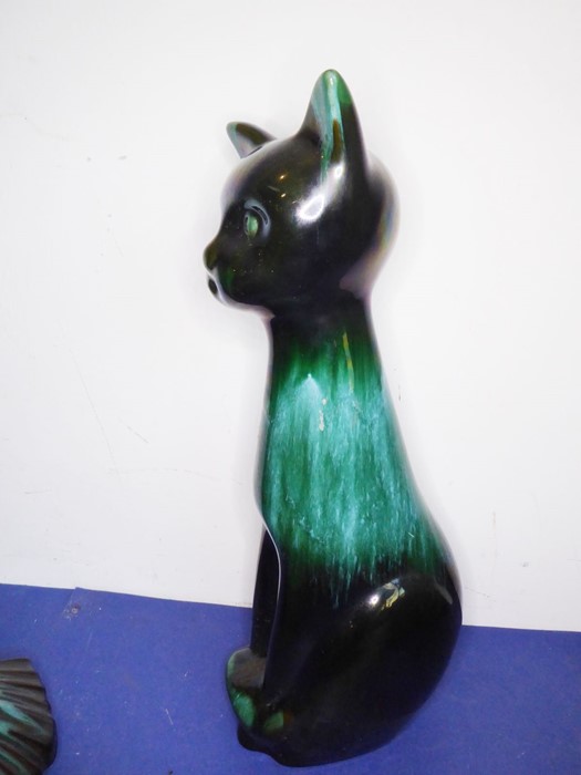 Eight green glazed ceramic animals including dogs, a cat and an open-winged bird (the tallest 46.5cm - Image 6 of 9