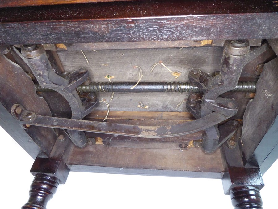 A late Victorian piano stool with upholstered top and raising mechanism - Image 8 of 8
