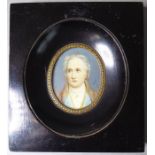 A hand-painted, framed and glazed portrait miniature of Johann Wolfgang von Goethe