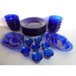 A 25-piece cobalt-blue-glass service; (probably mid-20th century Chinese) comprising eight