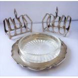 A pair of hallmarked silver four-division toast racks (Walker & Hall - Birmingham 1935) together