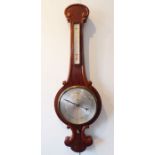 A good and large mid-19th century rosewood-cased wheel barometer; the silvered thermometer dial