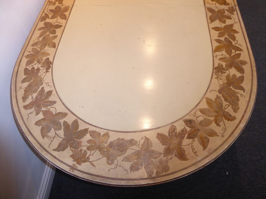 A shabby-chic-style extending oval dining table; the reeded-edge top decorated in paint with - Image 2 of 5