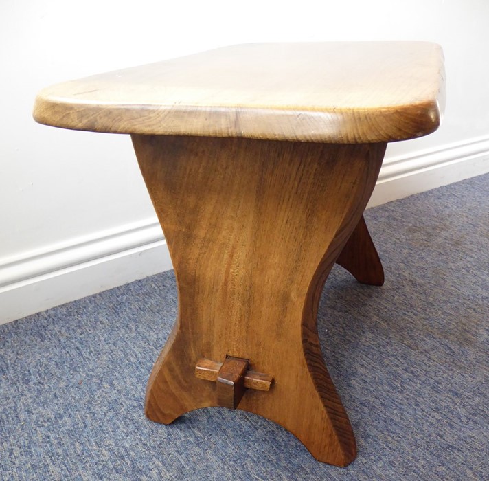 Two shaped elm-topped occasional tables; each with shaped uprights and tusked tenons - Image 6 of 7