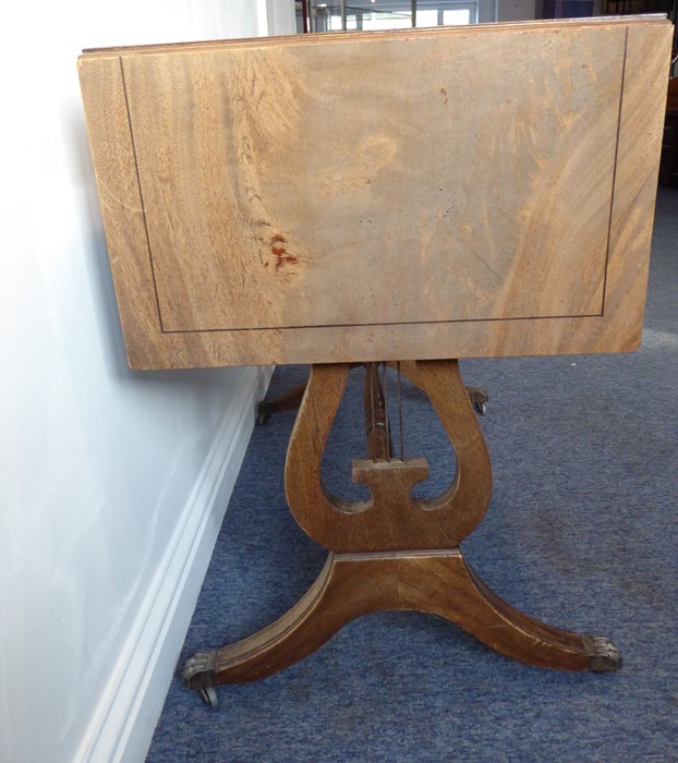 A reproduction mahogany Regency-style sofa table; two true and two dummy drawers opposing, reeded- - Image 5 of 5