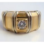 A diamond-set ring, the brilliant-cut diamond estimated to spread 0.30-carats box collet-set above