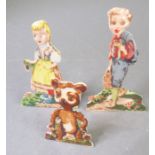 Three Art Deco period Wade porcelain Snippet figures: Hansel (No.4) (6.5cm high), Gretel (No.5)