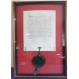 Her Majesty’s 1972 Seal and Warrant of Approval of the election of the High Sheriffs of London;