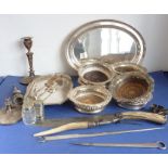 Various late 19th/early 20th century silver plate etc. to include candlesticks for restoration,