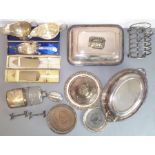 A good selection of mostly late 19th and early 20th century silver plate: a silver-plate-mounted
