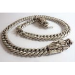 A large and very heavy Chinese white metal neck chain; the interlinking flat oval links