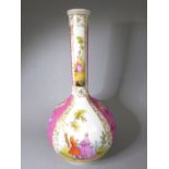 A late 19th century Dresden-style porcelain bottle vase (now drilled with a singular small hole to