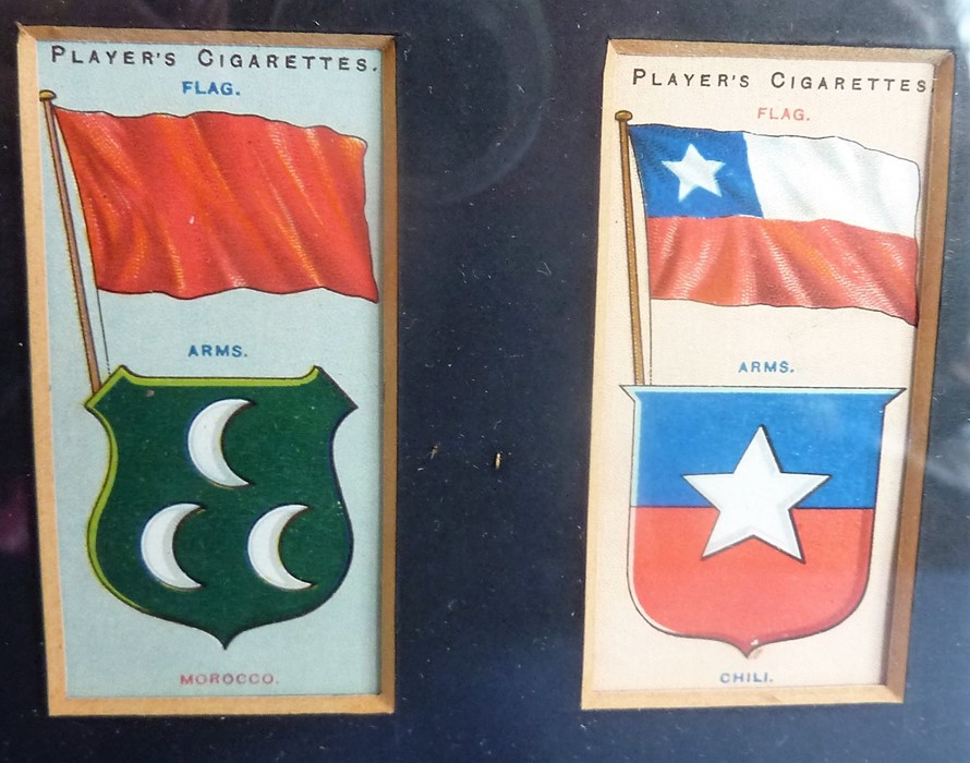 Two Hogarth-framed and glazed complete sets of Player's cigarette cards including various flags - Image 5 of 6