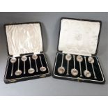 Two sets of six hallmarked tea/coffee spoons, one by Mappin & Webb