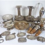 A good selection of various silver and silver plate etc. to include French silver-topped wine corks,