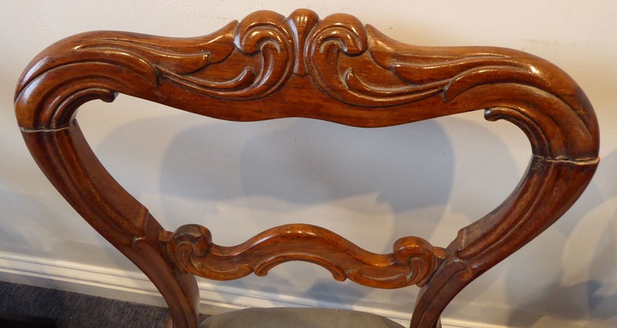 Three 19th century rosewood balloon-back-style salon chairs circa 1835/40; each on moulded - Image 6 of 6