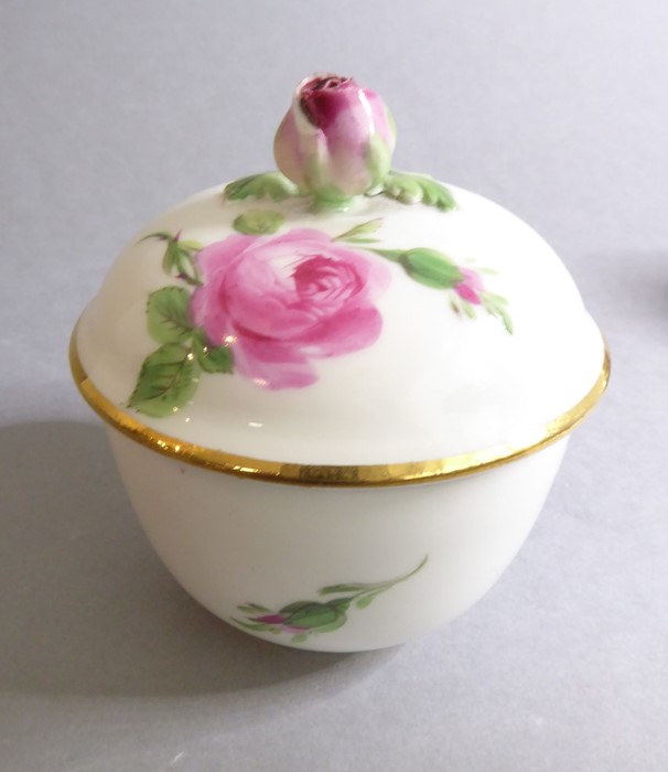 A fine Meissen porcelain circular pot, cover and stand, each piece hand-decorated with various - Image 4 of 12