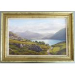 Alan THOMPSON (20th century); a fine oil on artist's board, 'Crummock Water from below Grasmoor';