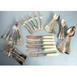Seven 19th century hallmarked silver fiddle & thread pattern table forks (various maker's and