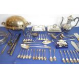 A selection of silver plate to include an early 20th century two-handled oval silver-plated bacon