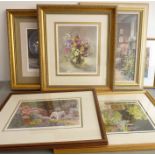A very good selection of mostly framed and glazed prints etc. to include 'Wild Spring Flowers' by