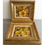 J. F. SMITH; a pair of gilt-framed oil on panel still-life studies of fruit, each signed lower right