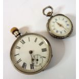 A gentleman's late 19th century silver-cased (marked 0.800) open-faced pocket watch; white-enamel