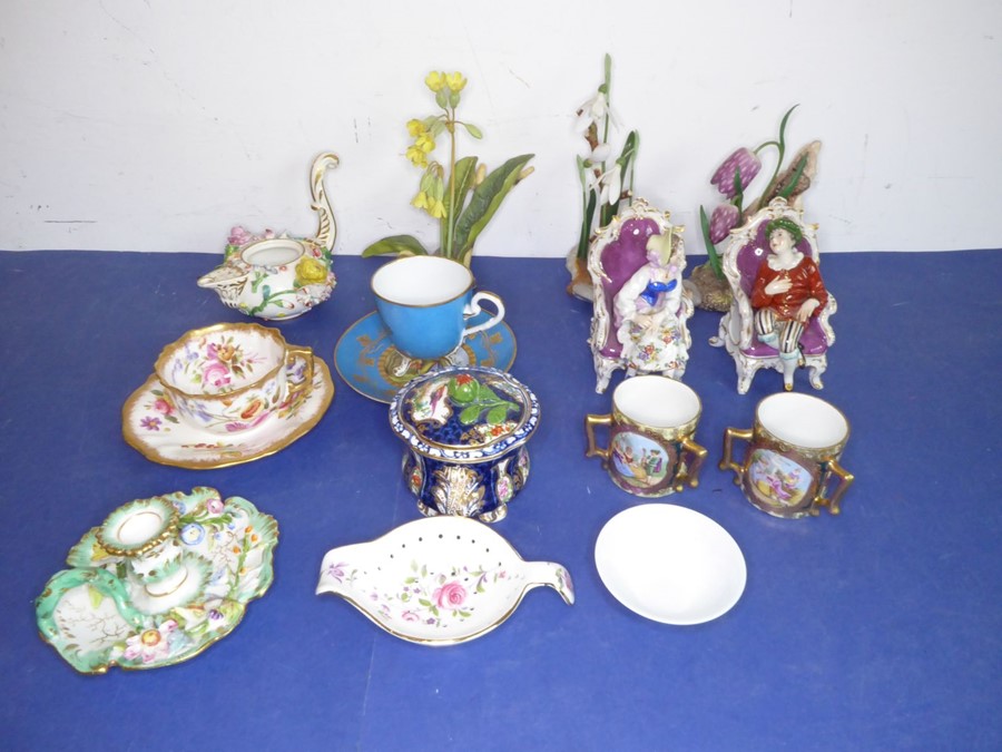 A good selection of mostly small late 19th/early 20th century decorative ornamental porcelain etc.