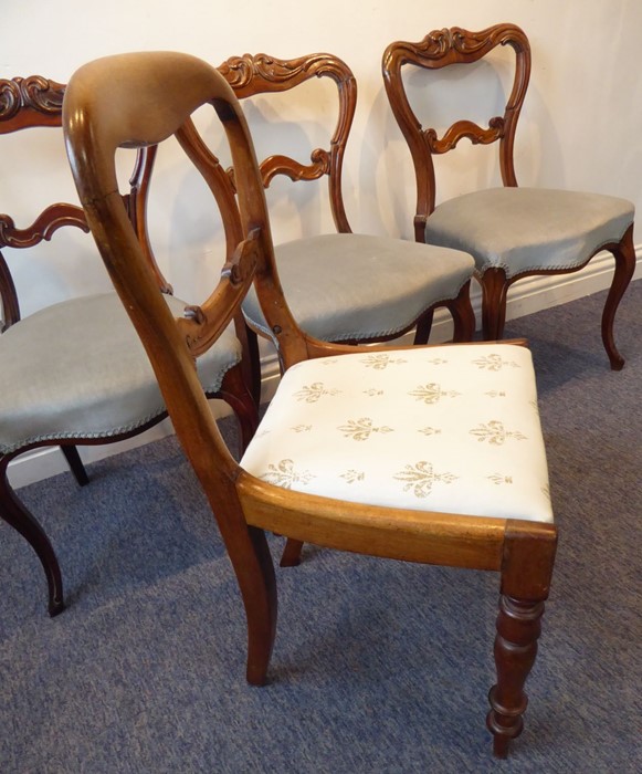 Three 19th century rosewood balloon-back-style salon chairs circa 1835/40; each on moulded - Image 2 of 6