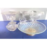 Good glassware to include two cut-glass, urn-shaped pedestal bowls (probably early 20th century), an