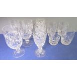 Fine hand-cut drinking glasses comprising 5 goblets (10.5cm high) 4 beakers and 3 sherries (12)