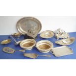 A varied selection of silver plate to include a pair of 19th century silver-plated champagne