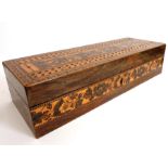 A good 19th century rosewood and Tunbridgeware rectangular hinged box; the top finely decorated with