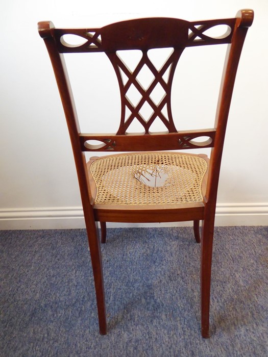 A single Edwardian period satinwood revival bedroom chair; the top rail decorated with roses above a - Image 7 of 7