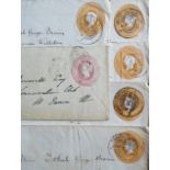 Six QV stationery envelopes: a London 1860 Penny Pink to the Conservative Club in St James’s from