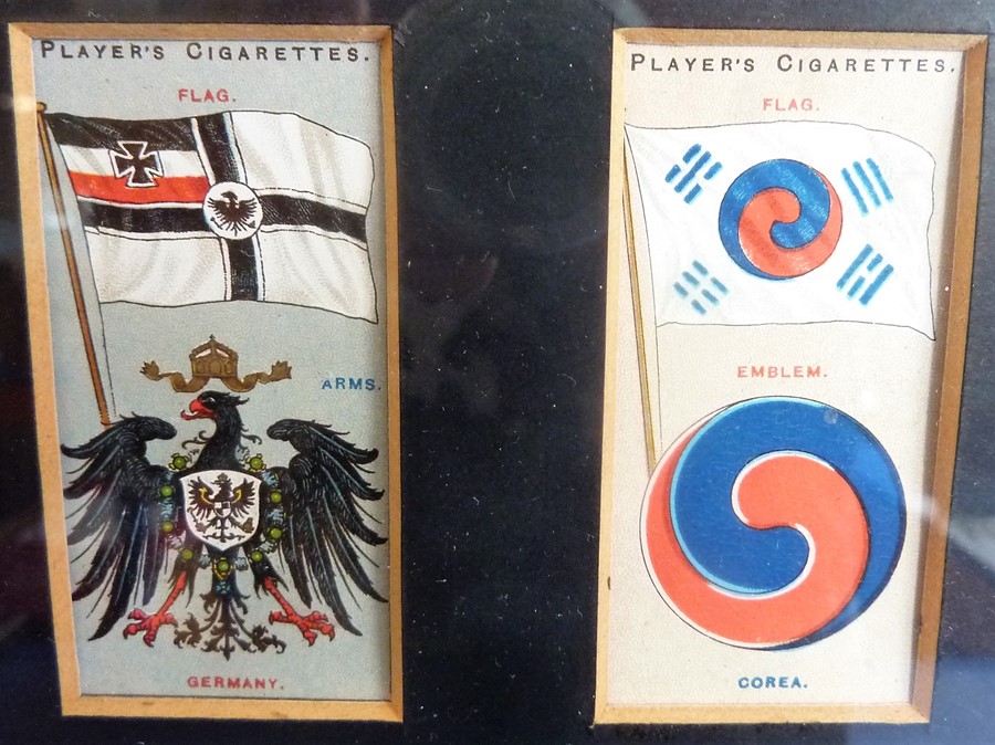 Two Hogarth-framed and glazed complete sets of Player's cigarette cards including various flags - Image 2 of 6