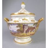 A good early to mid-19th century porcelain potpourri and cover; in Spode-style with gilded cover,