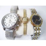 Two gentleman's and one lady's wristwatch: a steel and gold-plated dress wristwatch signed '